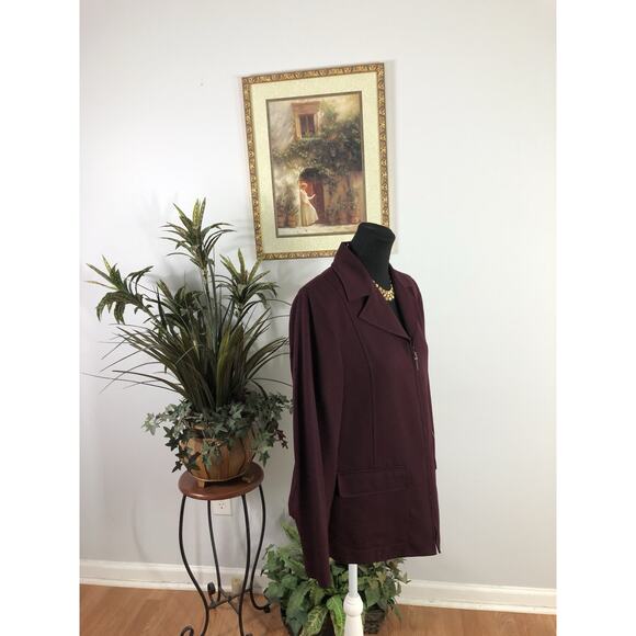Embassy Row Women's 6 Jacket Maroon Long Sleeve Zipper Clueless Preppy Office - Picture 3 of 10